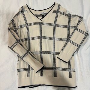 BLACK AND CREAM GRID SWEATER (size 1x-but I’m a size s/m and can fit oversized)
